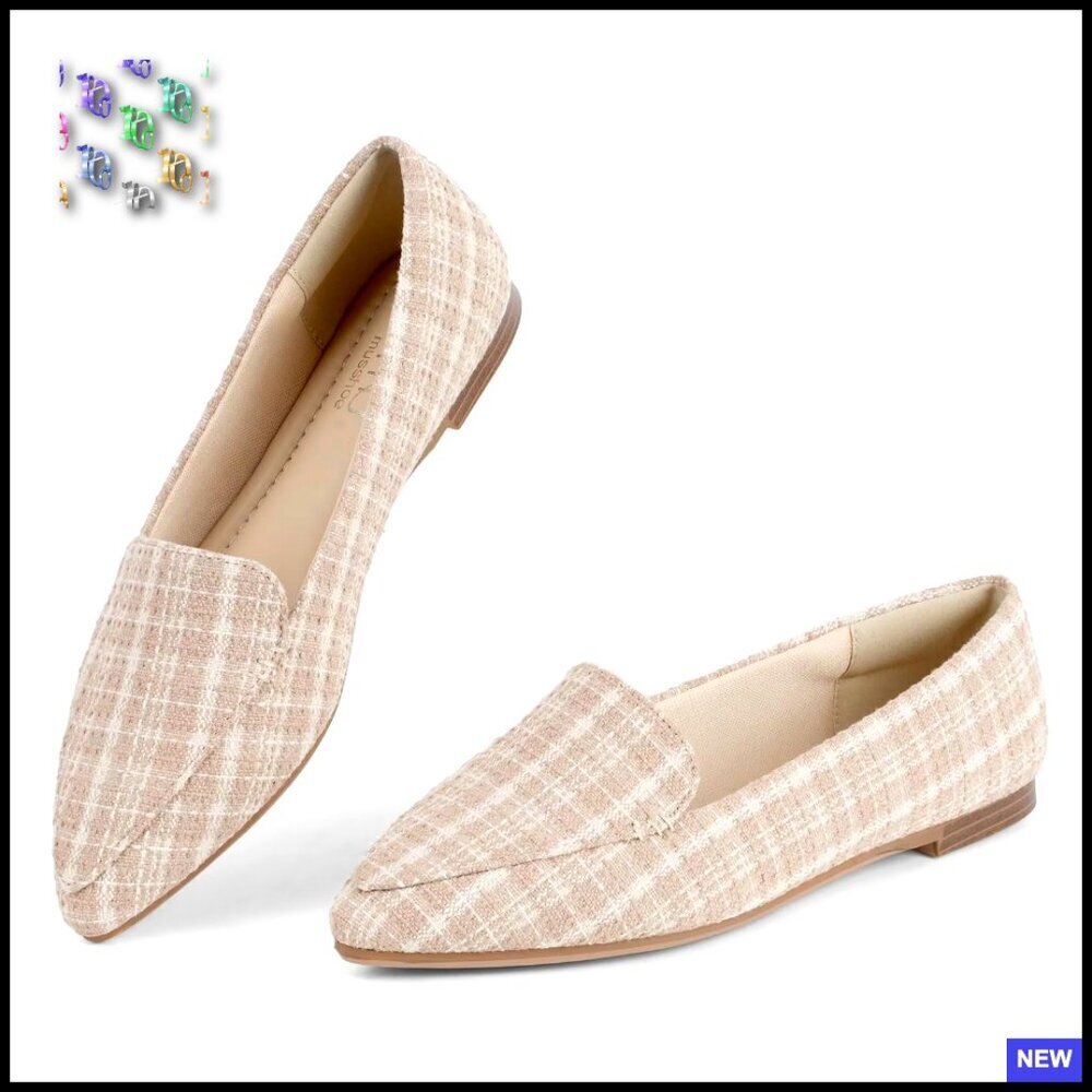 Pointed Toe Loafers Faux Suede Slip On Flats Arch Support Office Comfort